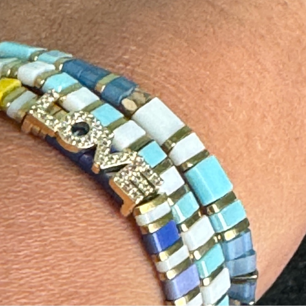 Multicolor Beaded Bracelet with 'Love' Charm